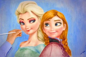 Elsa pintando a Anna